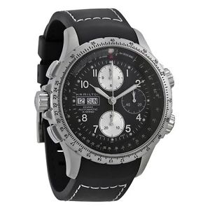 Hamilton H77616333 Mens Black Dial Analog Automatic Watch with Rubber Strap