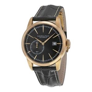 Hamilton H40545731 Mens Black Dial Analog Automatic Watch with Leather Strap