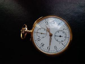 J.J.Badollet VINTAGE CHRONOGRAPH COMPTEUR Pocket Watch Taschenuhr18kt YellowGold