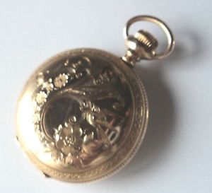 14K Gold Etched Elgin Pocket Watch 15 Jewels  Runs Perfect 6728835 MUST SEE