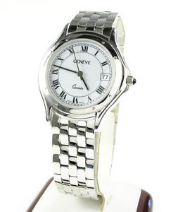 Ladies 14k Solid White Gold Geneve Italy Made Round Automatic Watch