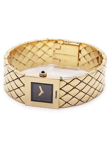 【Overhauled】 Chanel Matelasse 18K Gold Ladies Quartz Watch