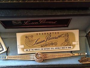 VINTAGE LUCIEN PICCARD SWISS 14KT GOLD & DIAMOND WATCH BRACELET