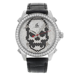 Jacob & Co. Black Band Five Time Zone Skull Dial 5.00Ct Diamond Unisex Watch