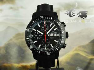 Fortis Monolith Chronograph Automatic Watch, ETA 7750, PVD, Black, Textile strap