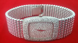 Vintage Bueche Girod Diamond Pave 18K White Gold Mechanical Wach Excellent Cond
