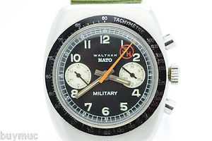 BUYMUC Vintage Waltham Military Nato Chronographen Uhr in Stahl  37mm