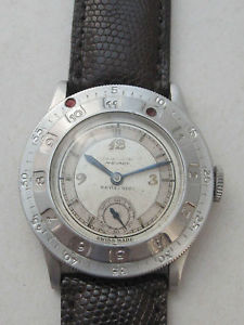 Vintage 1940's Movado Chronoplan, Double rotating bezel.  Case SS -Mappin & Webb