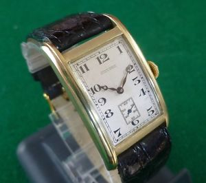 Raro Ulisse Nardin Tank Curvex oro 18K anni '50