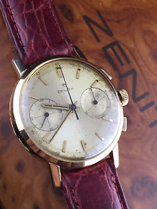 Vintage Zenith cronografo cal.146D ruota colonna ORO ROSA 18k SOLID GOLD SCATOLA