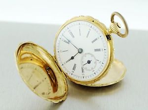 Antique Brietling Laederich 18k Gold Yellow Gold 40mm Pocket Watch BOX & PAPERS