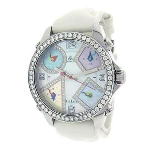Jacob & Co Five Time Zones JCM23DABZ Stainless Steel Leather Diamonds MOP Watch