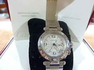 CARTIER PASHA ACCIAO, GMT 2377, COMPLETO 35 MM.