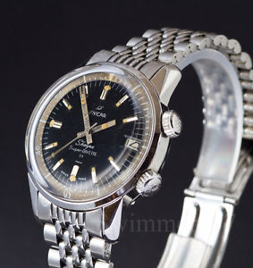 ENICAR SHERPA SUPER DIVETTE vintage Supercompressor diver plongeur 2 crowns epsa