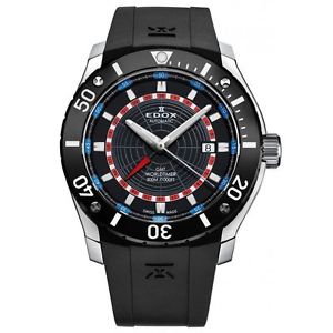 Edox 93005 3 NBUR Mens Black Dial Automatic Watch with Rubber Strap