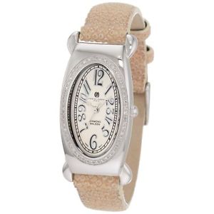Charles Hubert 18312-WL Womens White Dial Analog Quartz Watch with Leather Strap