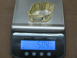 Man's 10 Karat Yellow Gold Wide Watch Band 50.4 Grams of  Gold