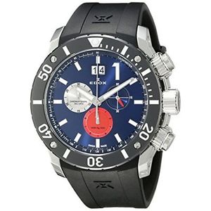 Edox 10020 3 BUIN3 Mens Blue Dial Analog Quartz Watch with Rubber Strap