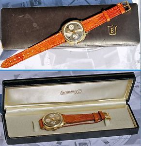 Chronograph EBERHARD rara edizione con quadrante grigio oro 18 kt come nuovo