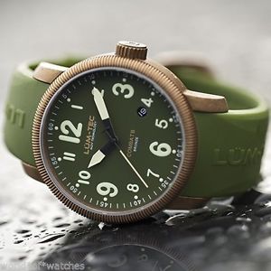 Lum-Tec Combat B19 Bronze Military watch OD Luminous face Rubber & Leather strap