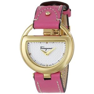 Ferragamo FG5050014 Lady's Silver Dial Pink Strap Diamond Watch