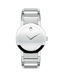 Movado Sapphire Silver Mirror Mens Quartz Watch 0606093