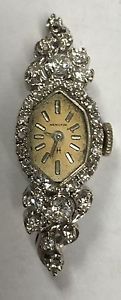 Vintage Ladies Hamilton 14k Gold Diamond  Watch Working Approx 1.5 TCW