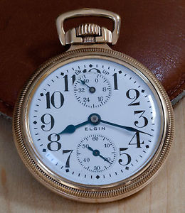Elgin 16 size 21 Jewel Father Time Pocket Watch Up/Down Winding Indicator 1916
