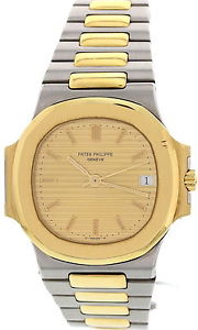 Hombres Patek Philippe Nautilus 18K Oro Amarillo y Reloj Acero Inoxidable