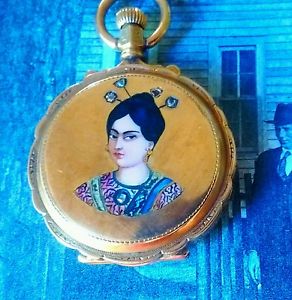 Antique Pocket Watch..14kg.. enamel/inlay/diamond