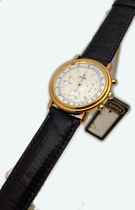 VETTA OROLOGIO UOMO CRONOGRAFO ORO MASSICCIO 18 KT PELLE WATCH MAN GOLD CHRONO