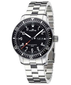 FORTIS B-42 OFFICIAL COSMONAUT DAY/DATE WR 200M STEEL BRACELET 647.10.11 M