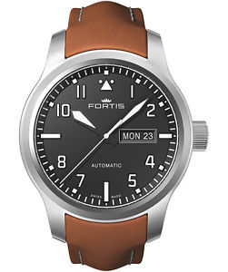Fortis Aviatis AEROMASTER STEEL Auto Swiss watch Gold strap 655.10.10 L08