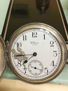 Vintage Erotic Silver Waltham Automaton Pocket Watch