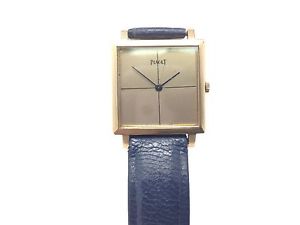 RELOJ DE ORO | PIAGET |  | CAJA CUADRADA SIN NUMEROS CORREAS AZULE | C | 1171660