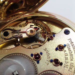 1A DEUTSCHE PRÄZISIONSUHR ORIGINAL GLASHÜTTE SAVONETTE GOLD TASCHENUHR