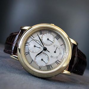 SCHWARZ ETIENNE GOLD KALENDER MIT 2. ZEITZONE UND GANGRESERVEANZEIGE UHR