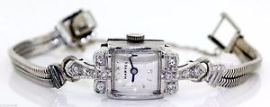 VINTAGE 14K WHITE GOLD 'HARVEL' HAND-WINDING WATCH W/ DIAMONDS! #L21