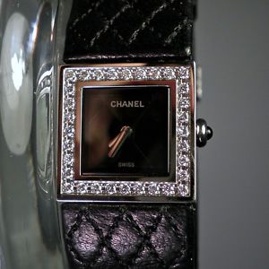 VINTAGE CHANEL MADEMOISELLE SQUARE DIAMOND BEZEL WATCH 1993