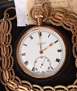 MAN WATCH MEN GOLD POCKET ANTIQUE J.W BENSON ORIGINAL BOX