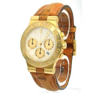 Sportlicher Bvlgari Diagono Chronograph 18kt Gold Gelbgold / Lederband Ref.CH35G