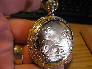 18's Waltham Hunter Pocket Watch Rare 23 Jewels Beautiful Multi-Color G.F. Case