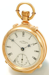Heavy 14K Rose Gold Box Hinge Case 24-Hour Waltham Appleton Tracy Pocket Watch