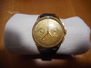 orologio crono anni 40 Record Watch CO GENEVE' cronografo in oro 18kt "Longines"