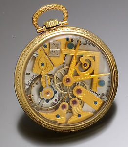 Rare Dudley Model 3 Display Case Pocket Watch w/ Masonic Symbol Dial & Movement