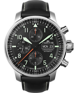 Fortis FLIEGER PROFESSIONAL CHRONO Auto watch Day/Date Black strap 705.21.11 L01