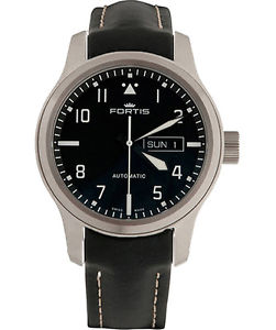 Fortis Aviatis AEROMASTER STEEL Auto Swiss watch Black strap 655.10.10 L01