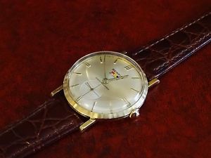 Vtg 1964 Benrus 14K 21J Sub-Dial Thin-Case Engraved Men Watch & Box w/ 17mm Band