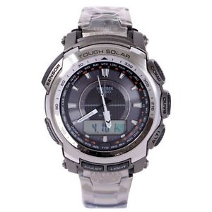 Casio PRG-510T-7 Mens Black Dial Quartz Watch with Stainless Steel Strap