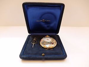 VINTAGE REUGE MUSIC BOX AUTOMATON MUSICAL ALARM POCKET WATCH (WATCH VIDEO)